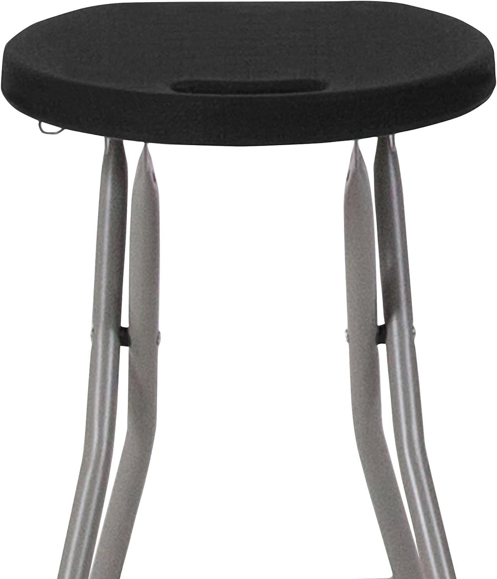 Flash Furniture Micah Foldable Stool with Black Plastic Seat and Titanium Gra...