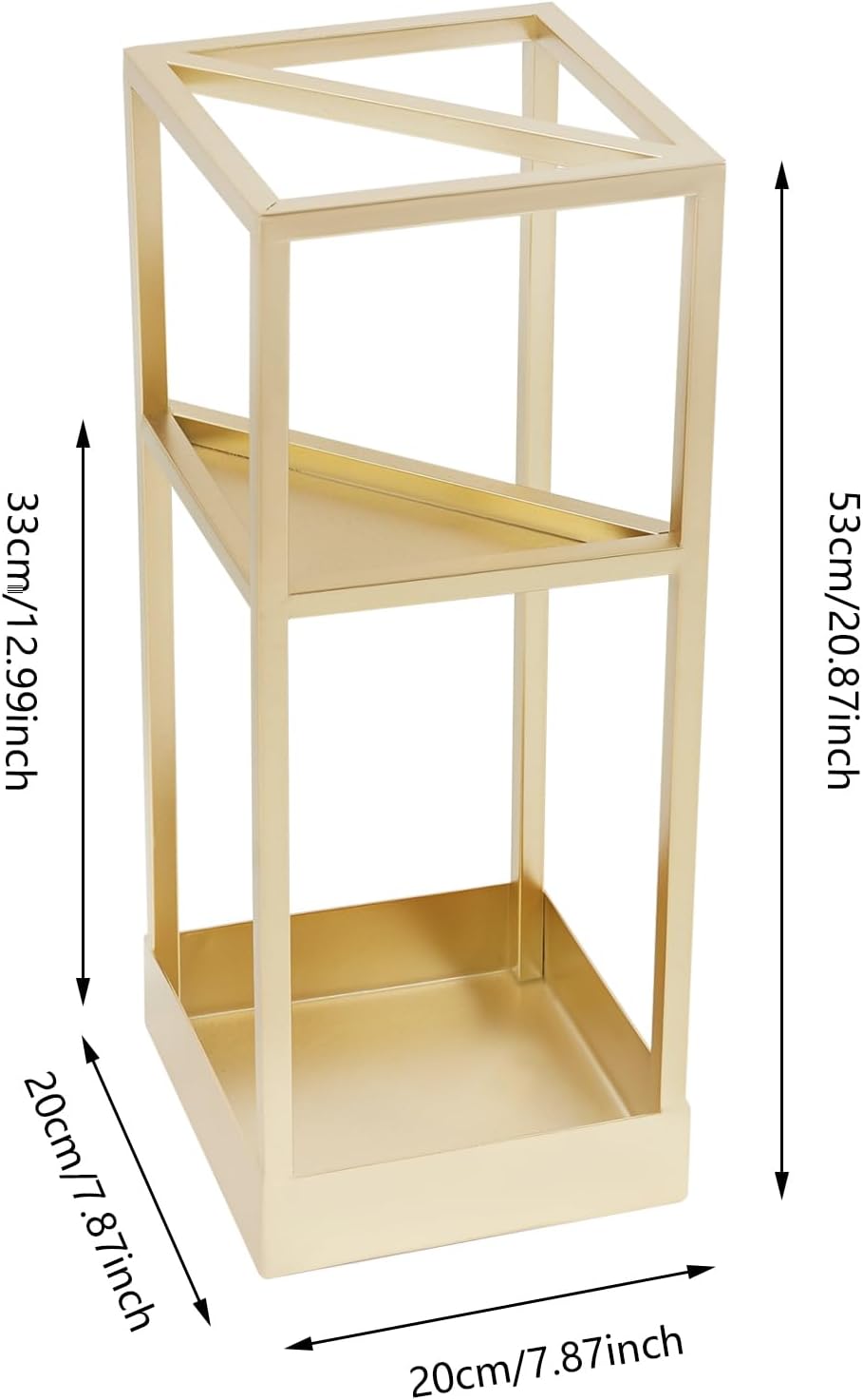 Umbrella Stand Indoor, 20.87 Inch Freestanding Metal Umbrella Holder with Bottom Drip Tray, Modern Entryway Umbrella Rack, Compact Umbrella Storage Rack for Lobby, Front Hall, Corridor (Golden)