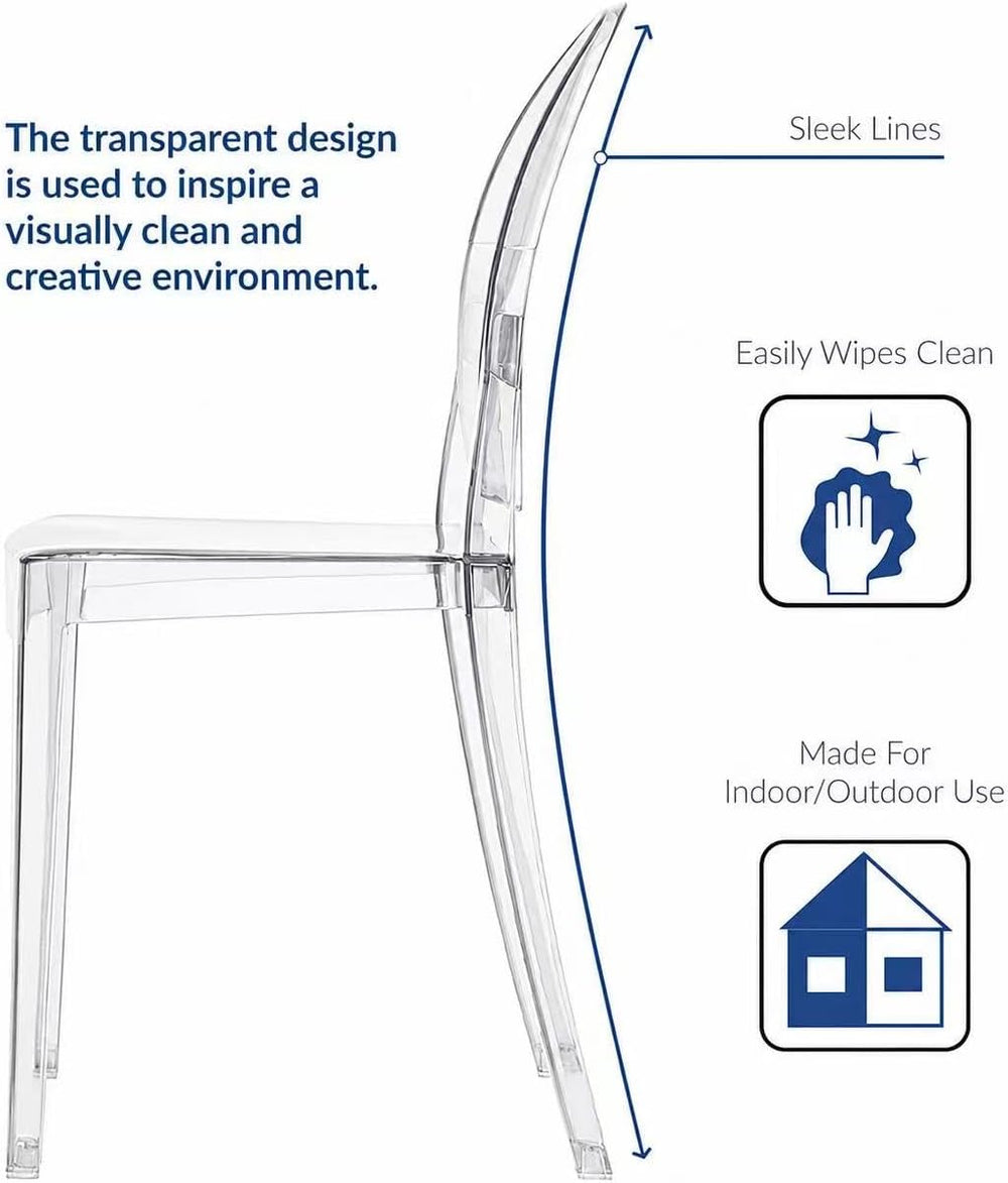 2xhome Ghost Dining Chair with Oval Back | Transparent Acrylic Accent Side Ch...