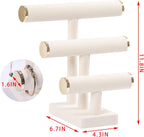 3 Tier Bracelet Holder,Bracelet Display Stand with Metal Cap,Beige White Velvet Jewelry Organizer Displays for Necklace Scrunchies Watches Hair Ties.