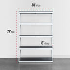 SafeRacks Modular Garage Shelving - 5 Tier Storage Shelves, Tall Metal Rack Shelves for Storage, Heavy Duty Steel Shelf Organizer for Garage, Or Kitchen Pantry (White, 18 x 48 x 72)