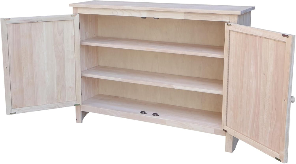 Solid Wood Hall Cupboard - 34" H, Unfinished