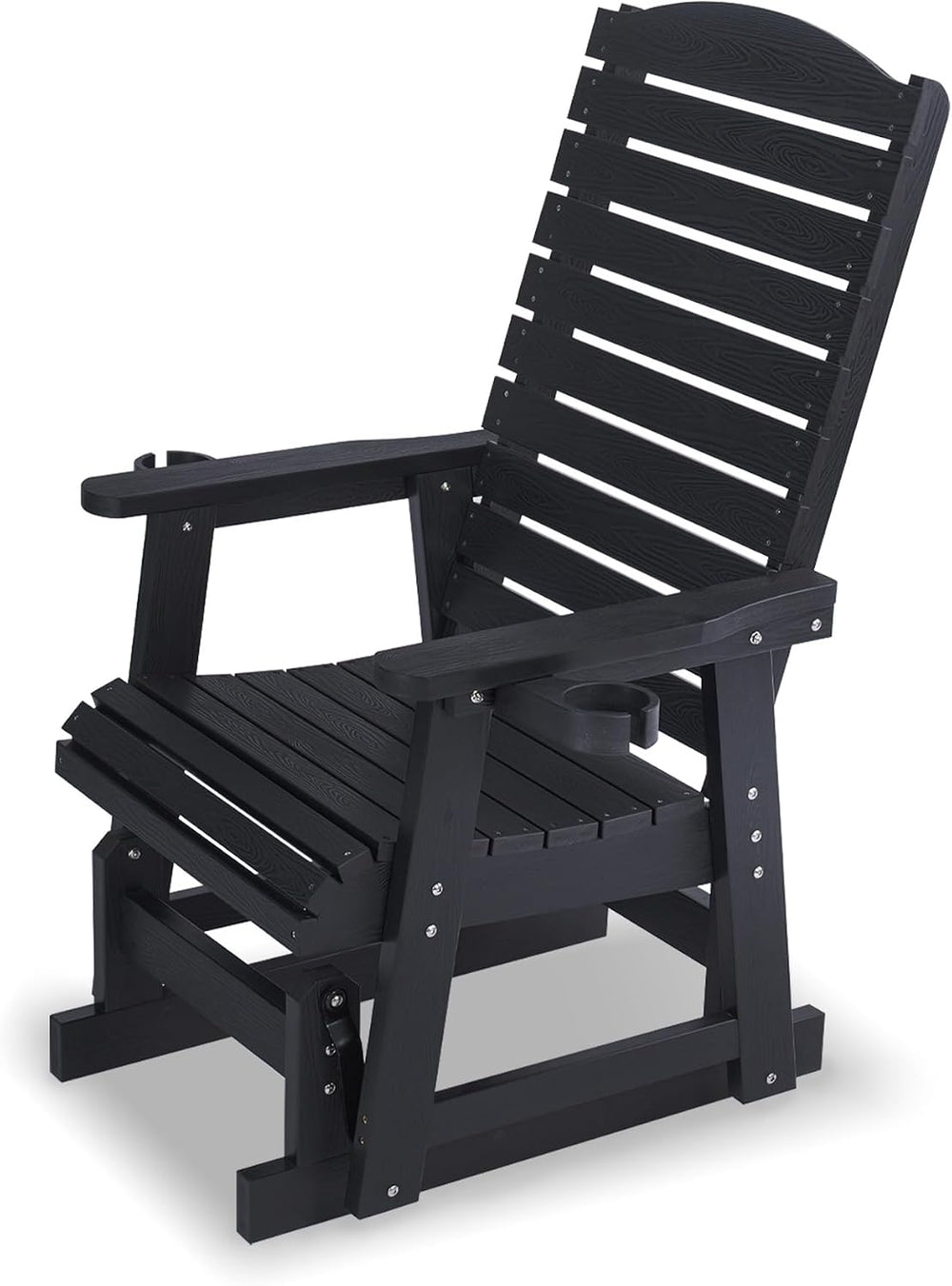 Poly Lumber Patio Glider for One Person, with Cup Holders, High Backrest and ...