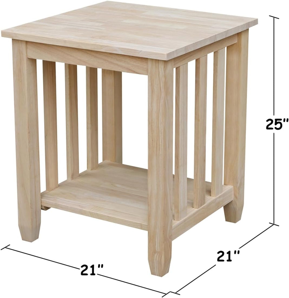 HomeStock Asian Tall End Table, Solid Parawood, 21" W x 21" D x 25&...