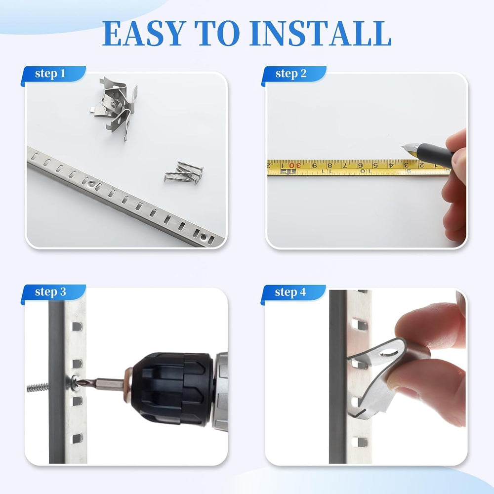 8 Pcs 40 Inch Shelf Pilaster Tracks and 24 Pcs Shelf Clips