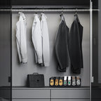 GTI Belt Organizer, 7 Compartments Belt Organizer for Closet and Drawer, Bamboo Display Case for Tie and Belt, Belt Storage Organizer for Men Women (Black)