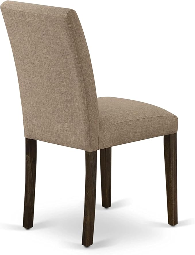 East West Furniture X727AB747-7 7 Piece Dining Room Furniture Set Consist of a Rectangle Dining Table with X-Legs and 6 Light Sable Linen Fabric Parson Chairs, 40x72 Inch, Multi-Color