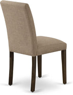 East West Furniture X727AB747-7 7 Piece Dining Room Furniture Set Consist of a Rectangle Dining Table with X-Legs and 6 Light Sable Linen Fabric Parson Chairs, 40x72 Inch, Multi-Color