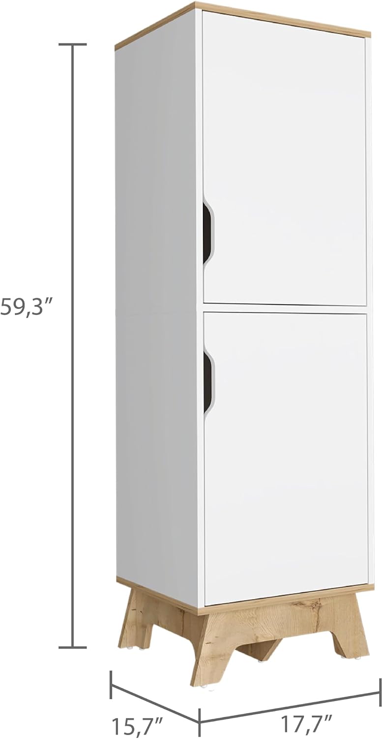 British Single Kitchen Pantry, Four Storage Shelves, Double Doors Cabinets
