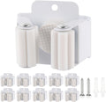 Verdenu 10 Pack Broom Holder Wall Mount, Mop and Broom Holder Wall Mount, Stainless Steel Command Mop Holder with Screws, Garden Tool Storage Organizer for Kitchen, Home, Bathroom, Garage, White