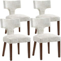 Soft Padded Dining Chairs Set of 4, Modern Farmhouse Upholstered Chairs with Linen Fabric & Rubber Wood Legs, Ergonomic Armless Seats for Dining Room Kitchen Living Room (Beige)