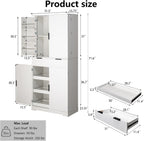 72" Kitchen Pantry Cabinet with 6 Door Shelves & 3 Keyboard Drawers, Freestanding Storage Cabinet with Adjustable Spice Racks, Large Capacity Cupboard for Dining Room