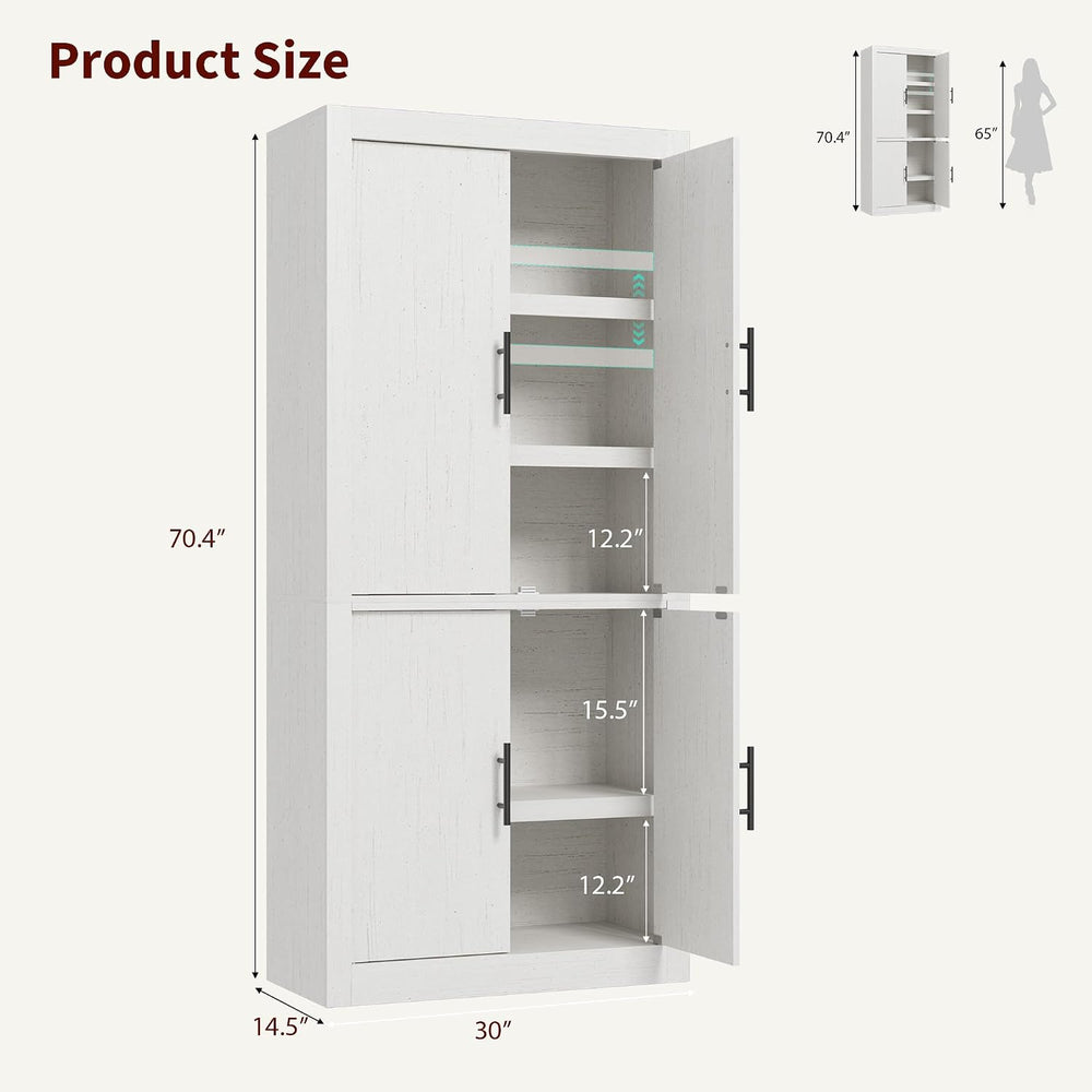 GarveeHome Kitchen Storage Pantry, Pantry Storage Cabinet with 4 Doors & ...