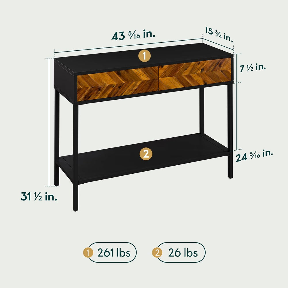 Bme Vivian Console Table with 2 Drawers, Solid Acacia Wood Entryway Table, Ru...