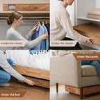 Premium Vegan Leather Under Bed Storage with Wheels | Low Profile Rolling Storage Box with Metal Frame | Pull-Out Underbed Organizer for Clothes, Shoes & Books | Space-Saving Storage Solution