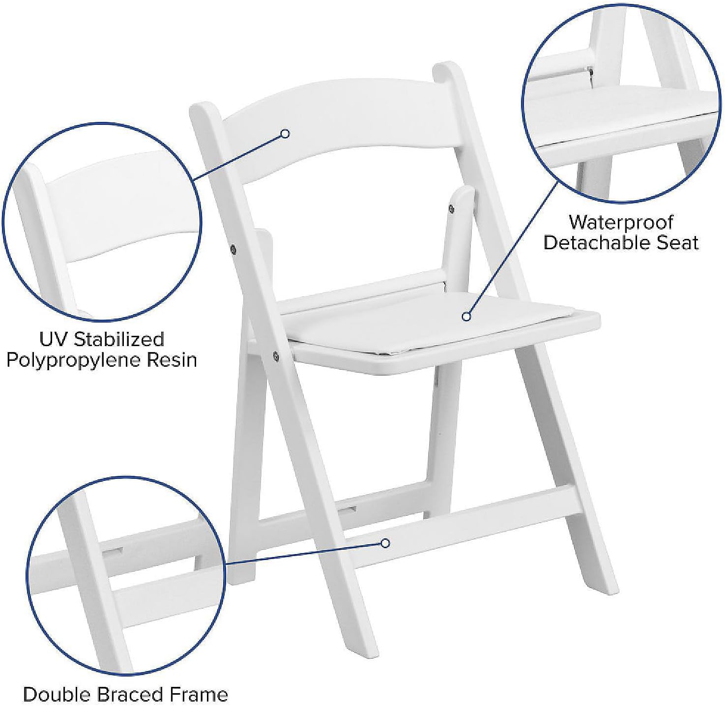 2 Pack Kids White Resin Folding Event Party Chair