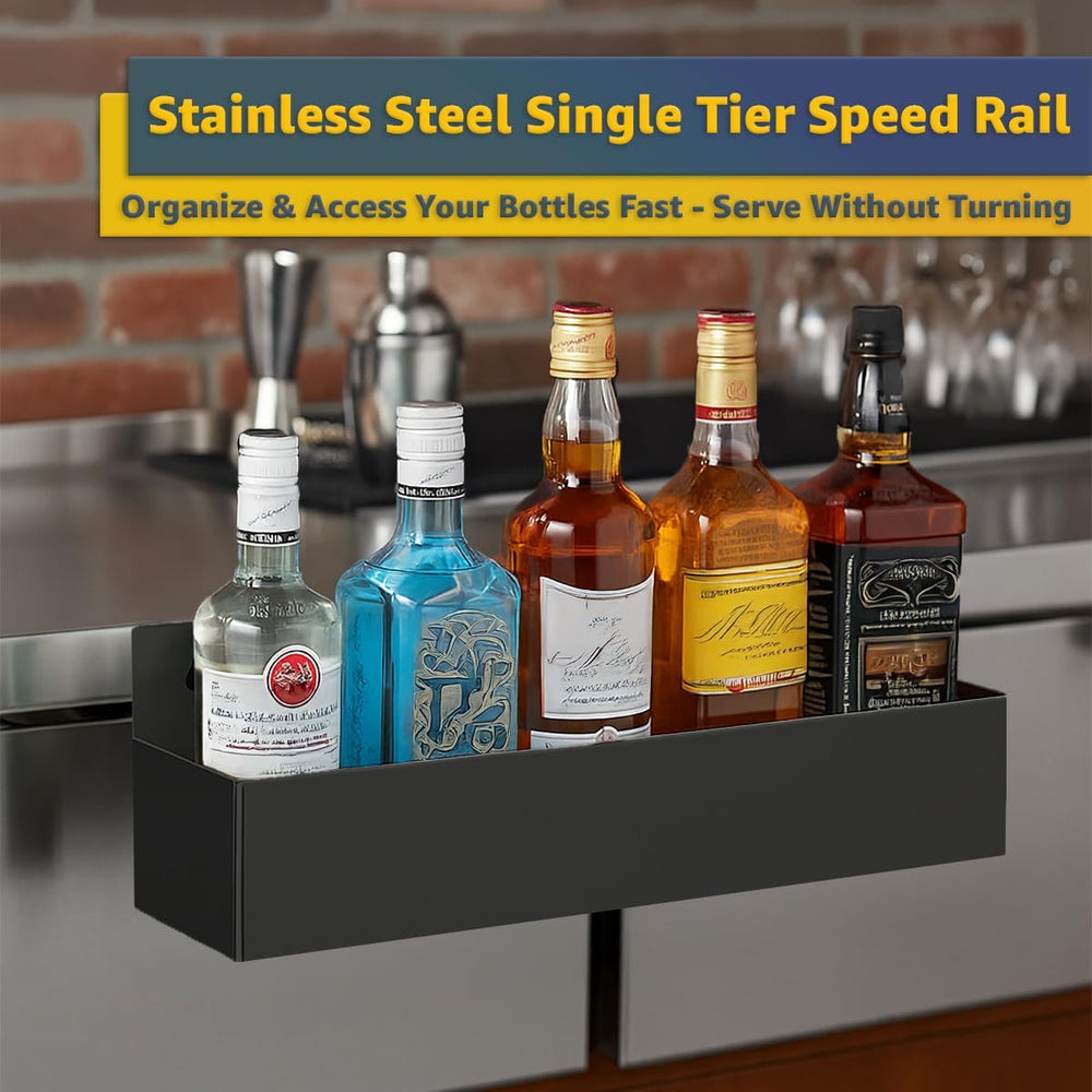 36" Stainless Steel Single Tier Speed Rail, Restaurant Bottle Holder, Li...