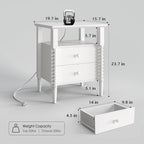 White Night Stand Set 2, Vintage Nightstand with Charging Station, Modern Bedside Table with 2 Drawers, End Table with Solid Wood Legs, Bed Side Tables for Bedroom, White