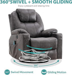 Modern Swivel Rocker Recliner Chair with Massage and Heat Manual Glider Lounge Recliner with Cup Holder and Vibration for Living Room Bedroom