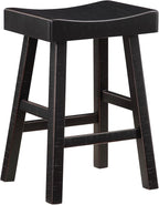 Lexicon Bar Table Set for 3, Small Kitchen Table Set Kitchen Island Table with 3 Saddle Bar Stools, 4 Piece Dining Table Set for Breakfast Nook, Living Room, Apartment, Counter Height, Black