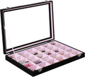 Stratalife Jewelry Organizer Earring Holder Jewelry Tray with Lid Earring Storage Drawer Organizer Earring Ring Storage for Women 30 Grid (Pink Black)