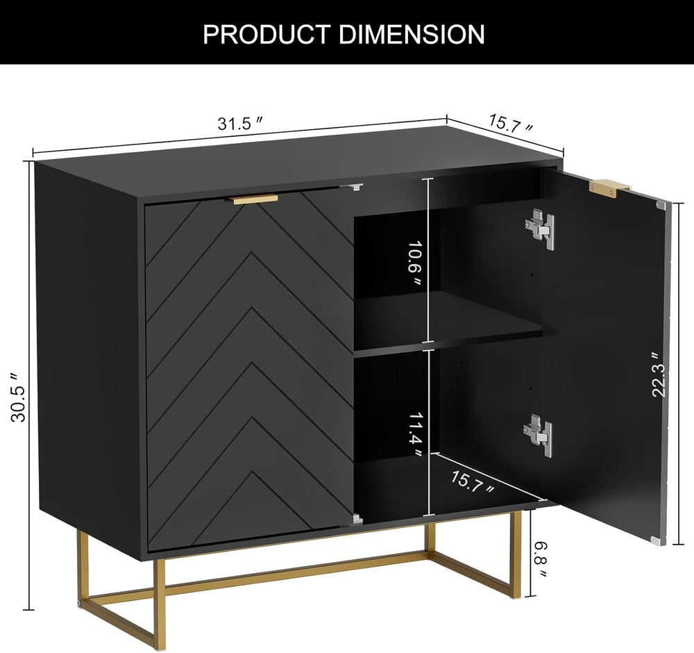 Scurrty Large Sideboard, Black Storage Buffet with 6 Doors, Adjustable Shelf ...