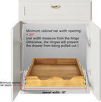 DINDON Pull Out Cabinet Organizer (20" W x 18" D) 1 Tier，Single Tier Oak Wood Under Cabinet Slide Out Shelf Drawer Box…