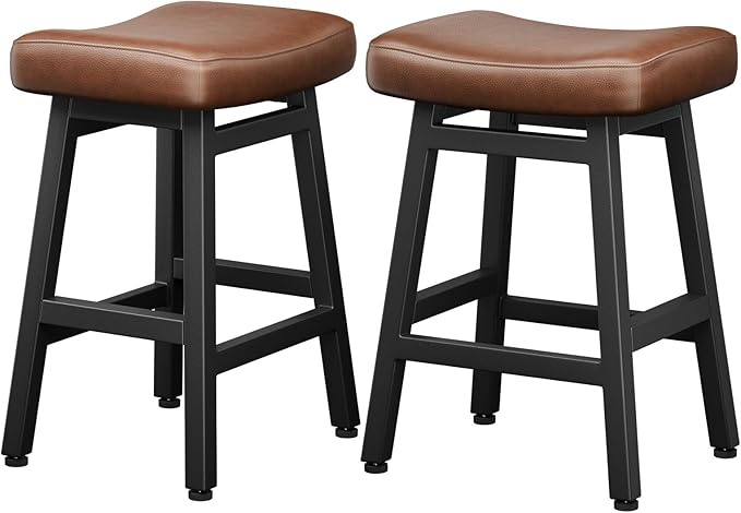 Counter Height Bar Stools Set of 2, 24 Inch Barstools for Kitchen Counter, Ki...