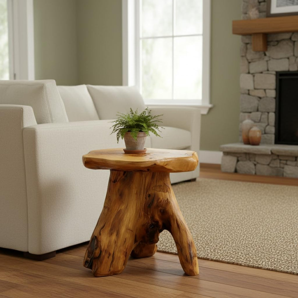 Greenage Cedar Roots Mushroom Accent Stool 12" x 15" x 13.5" H...