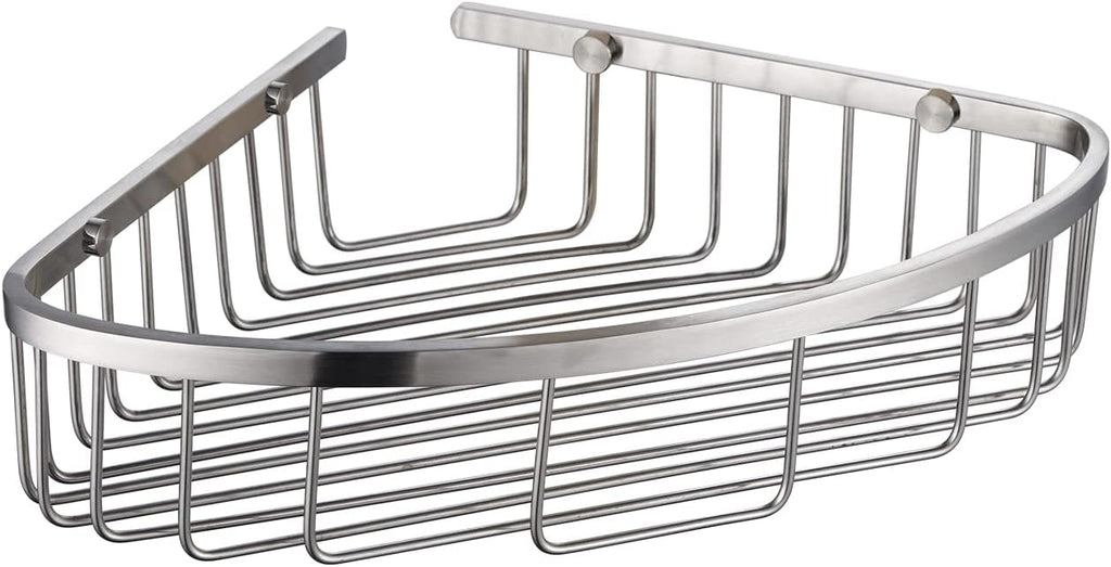 Bathroom Shower Caddy Corner Shelf, Corner-Hollow Design, Ultra Sturdy Rust-Proof Stainless Steel Shelf Organizer Shampoo Holder, Wall Mounted Storage Rack for Bathroom, Brushed Nickel