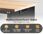 72” Heavy Duty Workbench, 5000 LBS Capacity Adjustable Work Bench with Pegboard and Power Outlet, Rubber Wood Work Table for Garage, Office, Workshop, Home