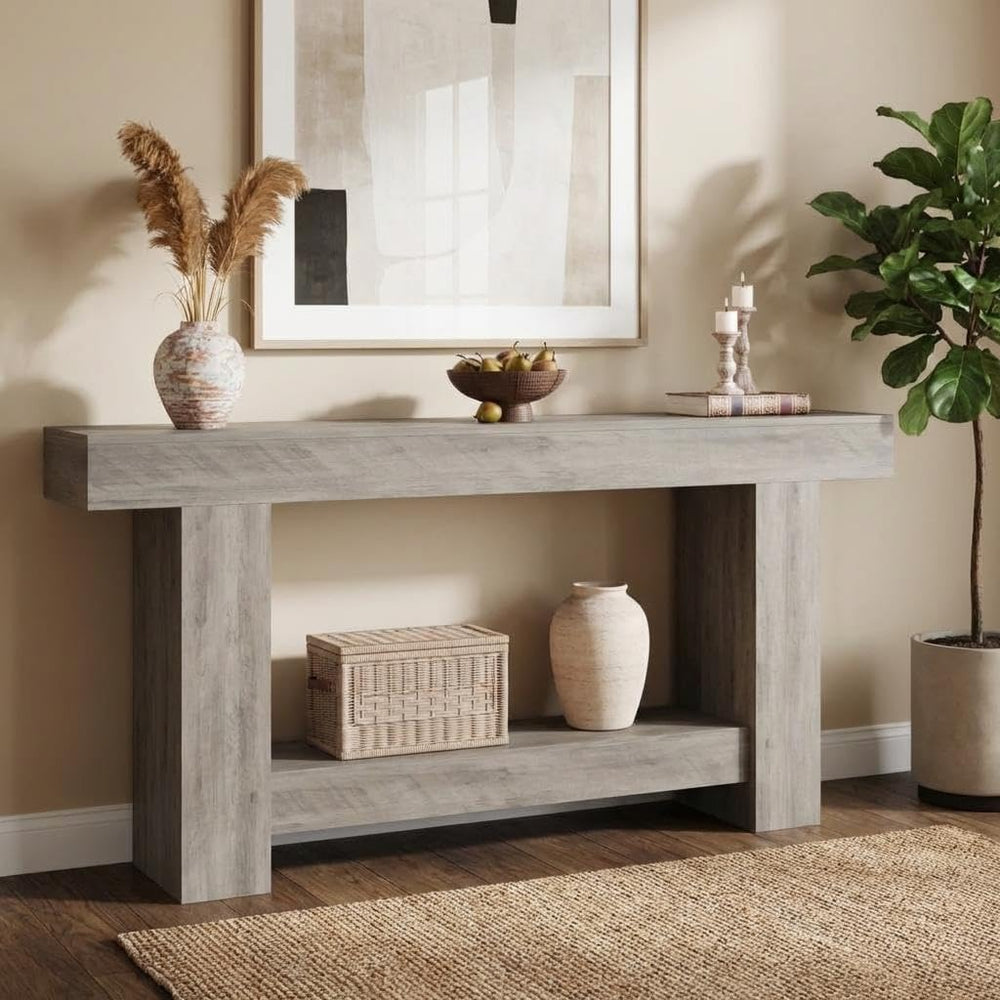 GAOMON 63" Farmhouse Console Table for Entryway - 2-Tier Storage Shelf, ...