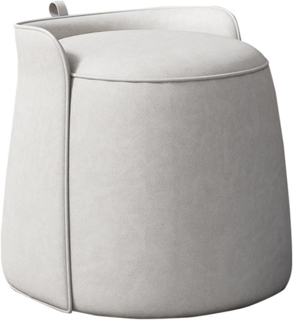 Modern Dresser Makeup Ottoman Stool, Leather Dresser Chair, Round Footstool, ...