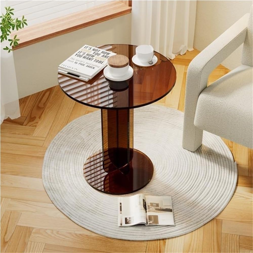 Modern Clear Acrylic Round Side Table, Small Coffee Table, Multi-Purpose End ...