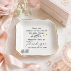 Thank You Gifts for Women - 4"x4" Ceramic Jewelry Dish Tray - Appreciation Inspirational Gifts for Women Employee Coworker Teacher Friends (White-Thank You)