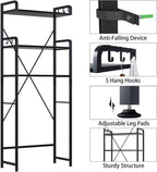 Over-The-Toilet Storage Rack with 3-Tier Shelves, Space Saver Toilet Shelf, Bathroom Storage Organizer with Hooks for Over-Toilet Storage (Black)