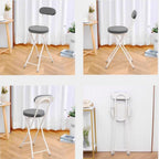 24inch/60cm Folding Bar Stool, Counter Height Foldable Chair with Padded Seats, Kitchen Breakfast Tall Stool with Backrest, Fold Up Sitting Stool Chair for Adults, 260lb Capacity (Color : Brown, Siz