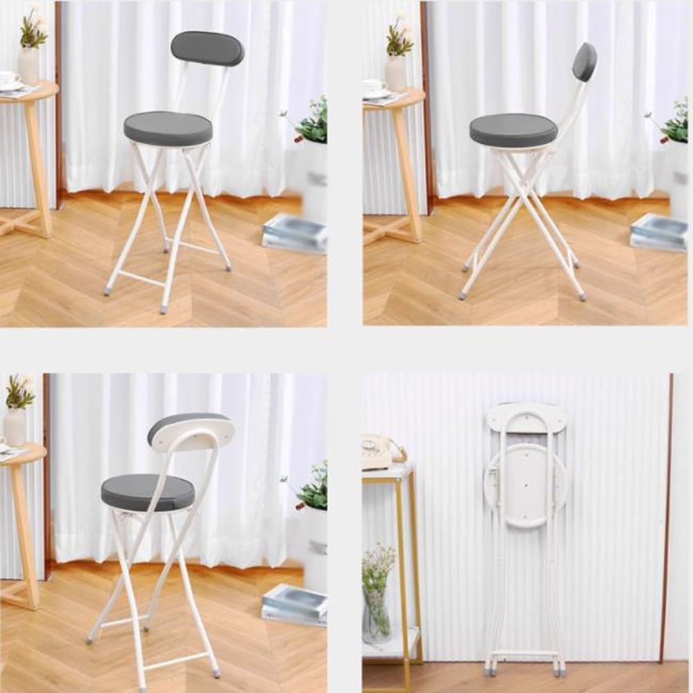 24inch/60cm Folding Bar Stool, Counter Height Foldable Chair with Padded Seats, Kitchen Breakfast Tall Stool with Backrest, Fold Up Sitting Stool Chair for Adults, 260lb Capacity (Color : Brown, Siz