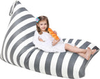 Jorbest Bean Bag Stuffed Animals Storage, Stuffed Animals Bean Bag Storage for Adults and Kids, Luxury Velvet Covers Only without Filling (Stripe White Gray, 200L/52 Gal)