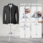 Foldable Garment Steamer Hanger Stand with Ironing Gloves, Adjustable Steamer Rack Included Lint Remover & Storage Bag 2 Clips for Suits Shirts Coats Portable Travel Home Use