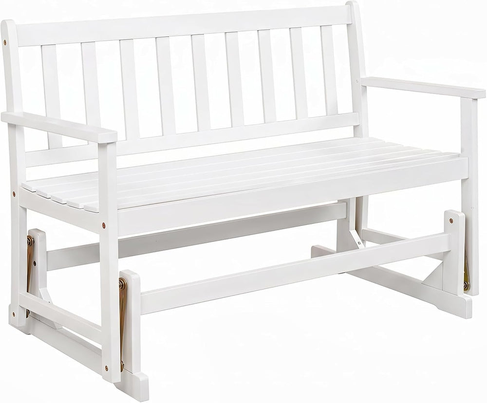 Tangkula 2-Person Patio Acacia Wood Glider Chair, 800 LBS | Armrests, Slatted...