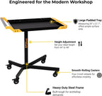 Adjustable Height Mobile Work Table, Rolling Tool Cart – Heavy-Duty Steel Service Stand for Mechanics, Garage, Workshop & DIY Projects – 34” to 48” Portable Workstation