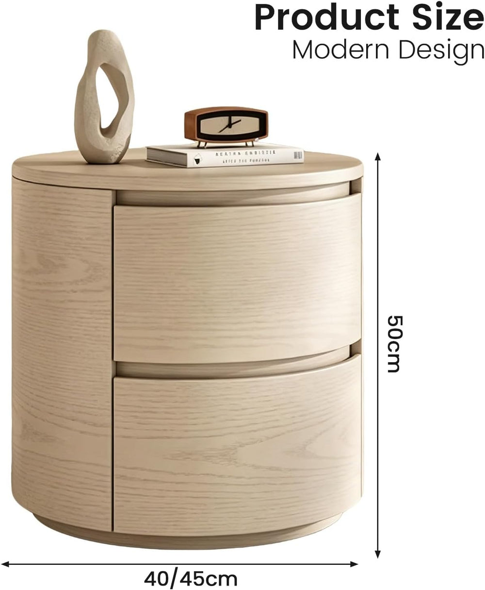 Round End Tables Living Room, End Table with 2 Drawers, Sofa Side Table with ...
