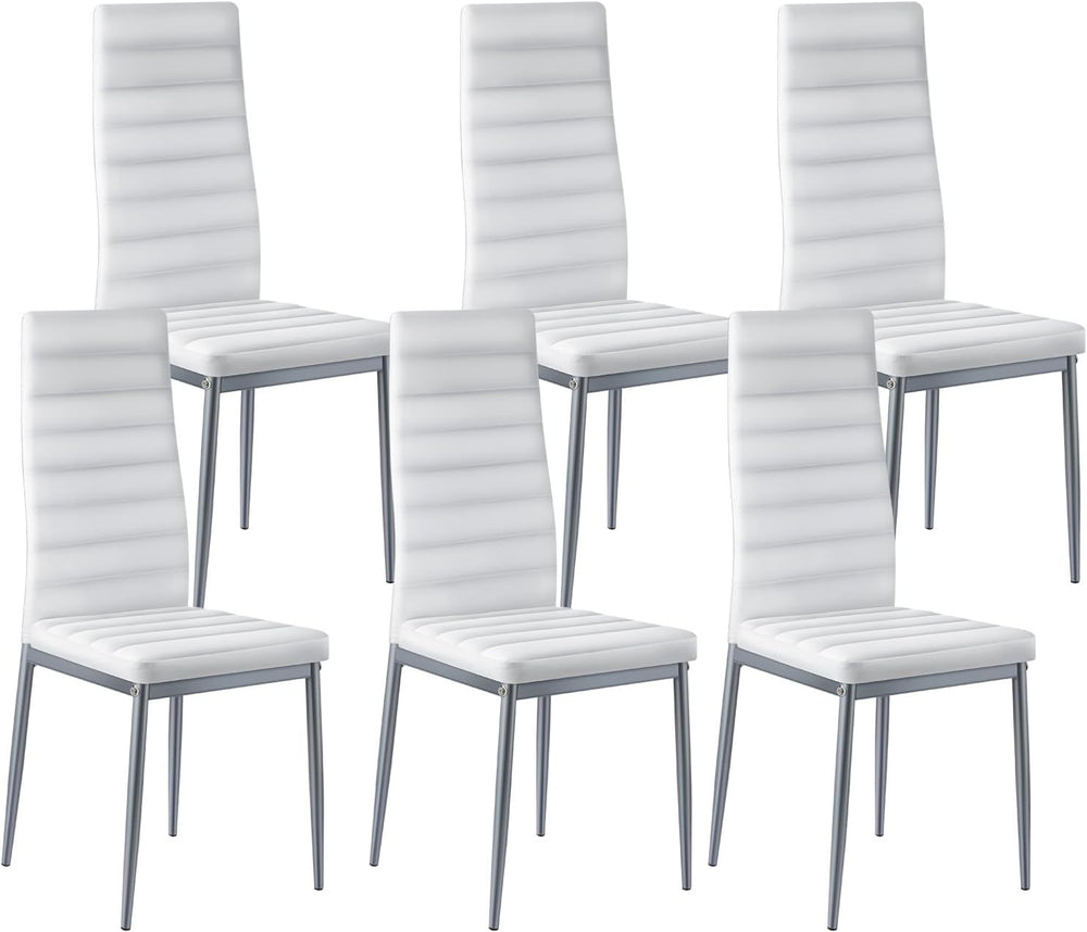 VEVOR Modern Dining Room Accent Chairs Set of 6, Upholstered Leather Side Cha...