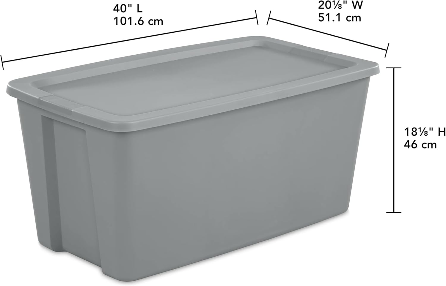 50 Gallon Tote, Extra-Large Plastic Storage Bin with Snap-on Lid, Gray