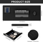 DAWNTREES Dual Sided Desk Mat,Leather Desk Pad,Black 35.5"x17",Cork Desk Mat Protector,with PU Leather Valet Tray Organizer,Large Mouse Pad,Desk Writing Pad for Office and Home