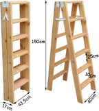 Portable Wood Step Ladders 6 Step Lightweight Folding Ladder Shelf Multi Purpose Stepladder Tread Step Stool for Home Loft Library,Max. 350kg Capacity