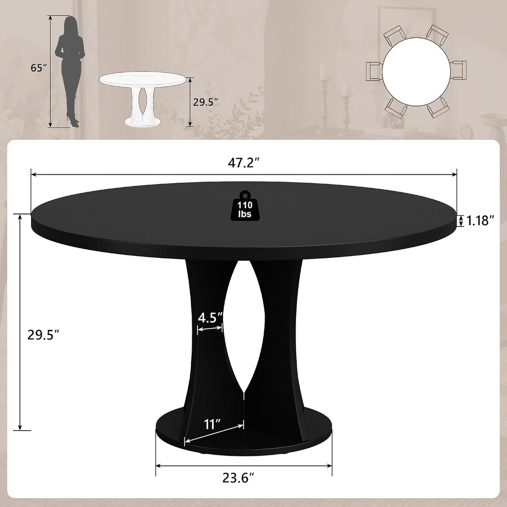 Einhomn 47.2-inch Round Dining Table, Kitchen Table for 4-6, Farmhouse Circle...