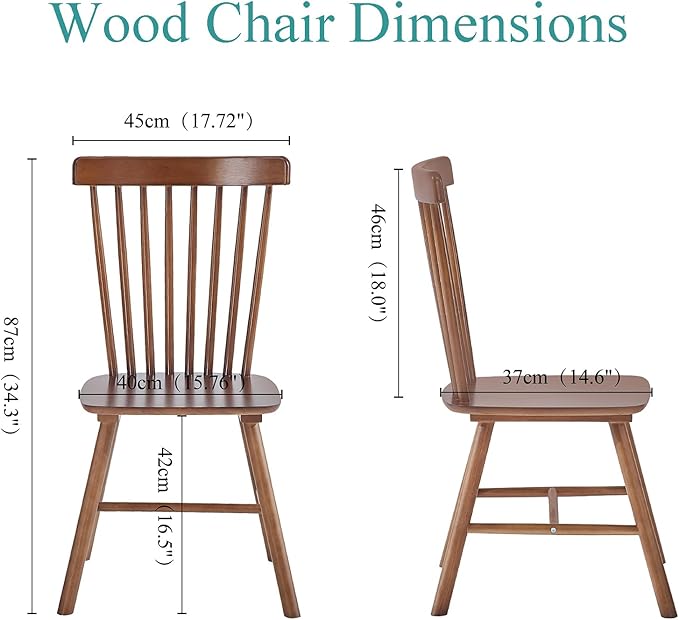 Solid Wood Dining Chairs Set of 4 (Windsor-4 Walnut, Walnut)