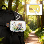 Watercolor Cute Cat Butterfly Pill Organizer Travel Medicine Case with Zipper Daily Vitamin Storage Bag Portable 8 Slot Weekly Pill Box Supplement Holder for Home Office Gym Travel